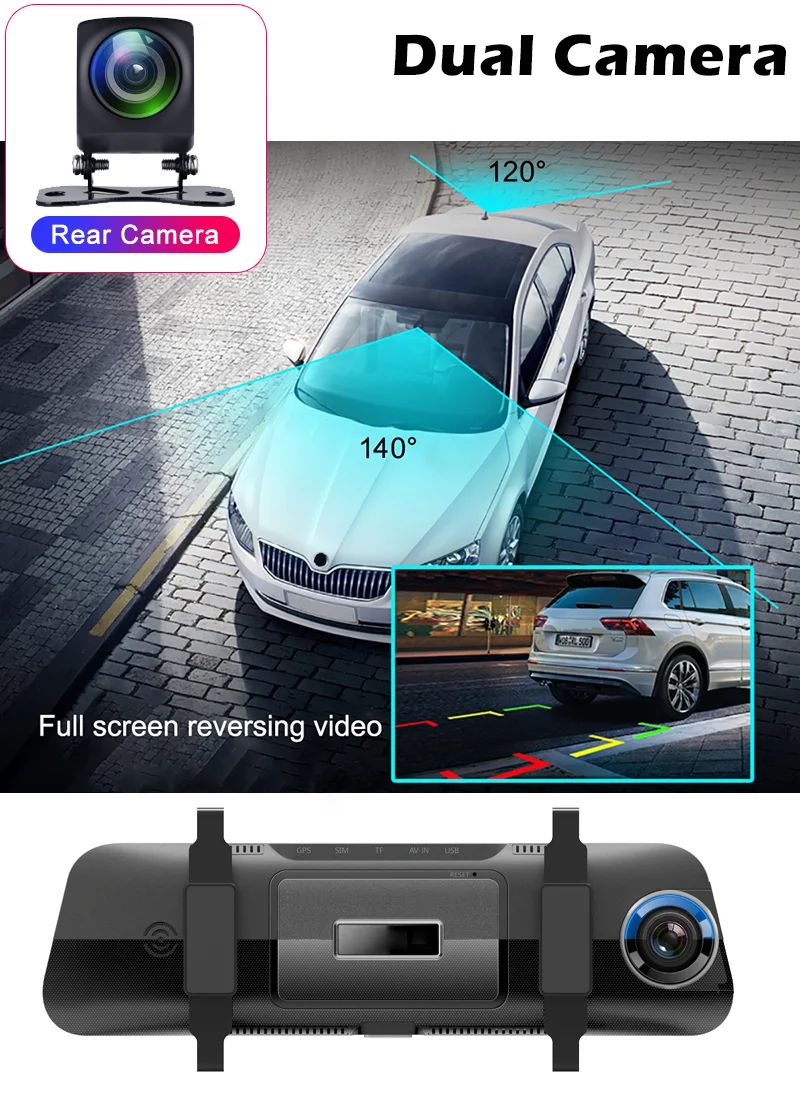 Bluavido двойной 1080P Автомобильное зеркало заднего вида DVR Камера с радар парктроник