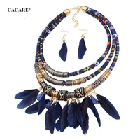 feather ethnic african indian jewelry set for women vintage fashion necklace earrings set nigerian jewelry f0371 2 choices