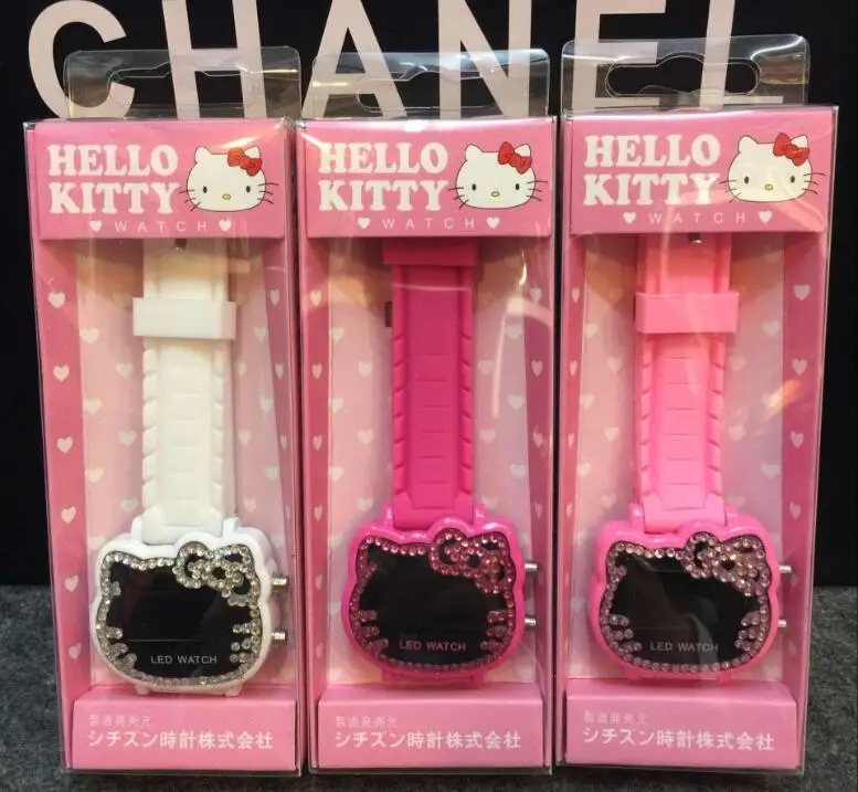 Hello kitty часы Led с бриллиантами и девушки красивые модные блокбастер часы Прямая с фабрики