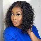 Парик из натуральных коротких кудрявых волос Боб, 4 х4, на сетке, для женщин, с выщипанными кудрями