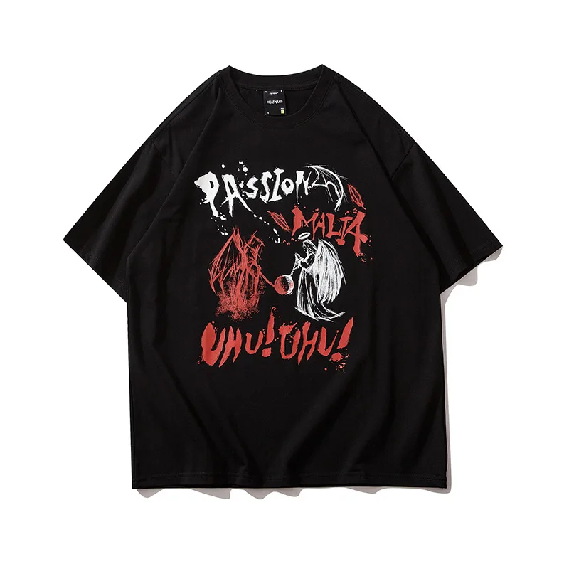 

Chaopai high street large short letter printing Unisex casual oversized half sleeve T-shirt