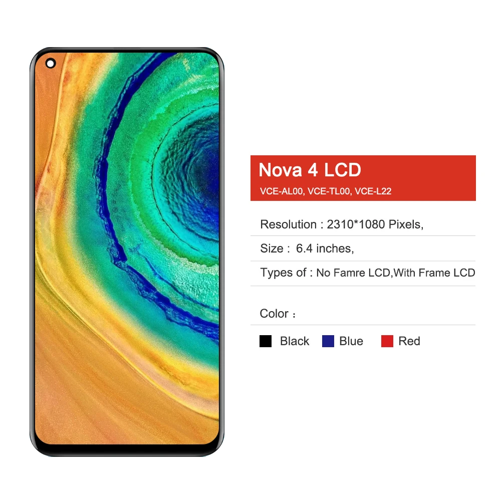 6.4''Nova4 LCD For Huawei Nova 4 Nova4 Display Touch Screen Digitizer Assesmbly VCE-L22 Lcds | Мобильные телефоны и