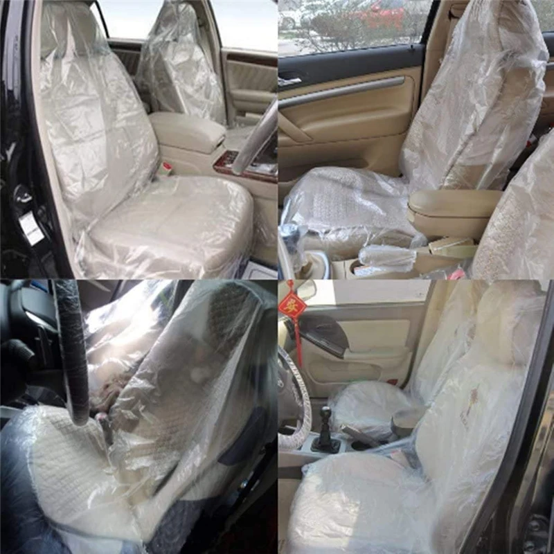 

3PCS Car Disposable Plastic Seat Covers Vehicle Protector Mechanic Valet Seat Steering wheel Gear Lever Covers Dust Covers