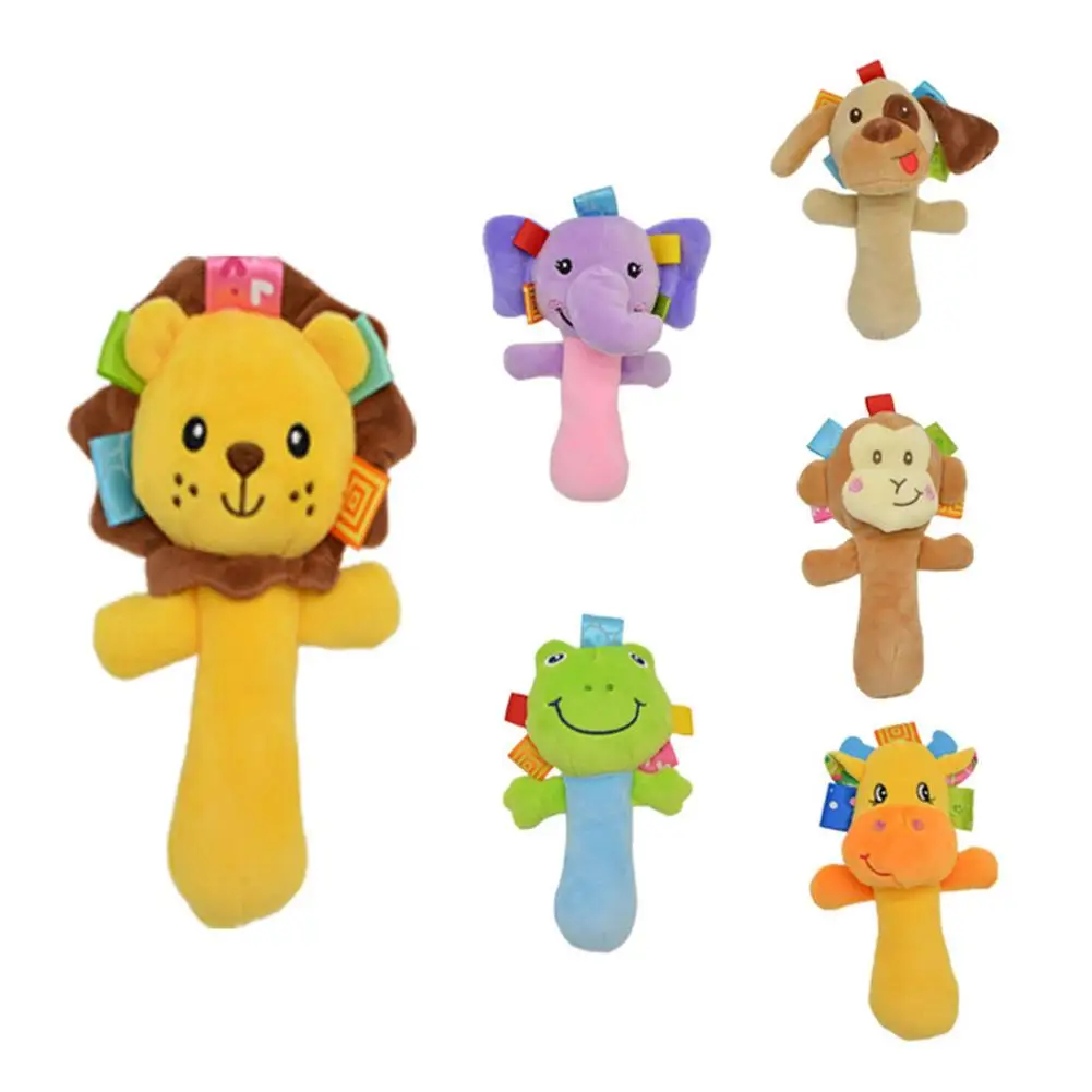 

1 PC Baby Rattle Toy Dog Animal Plush Doll Hand Grasp Rattle BB Device Baby Stroller Pendant Toy For Newborns New