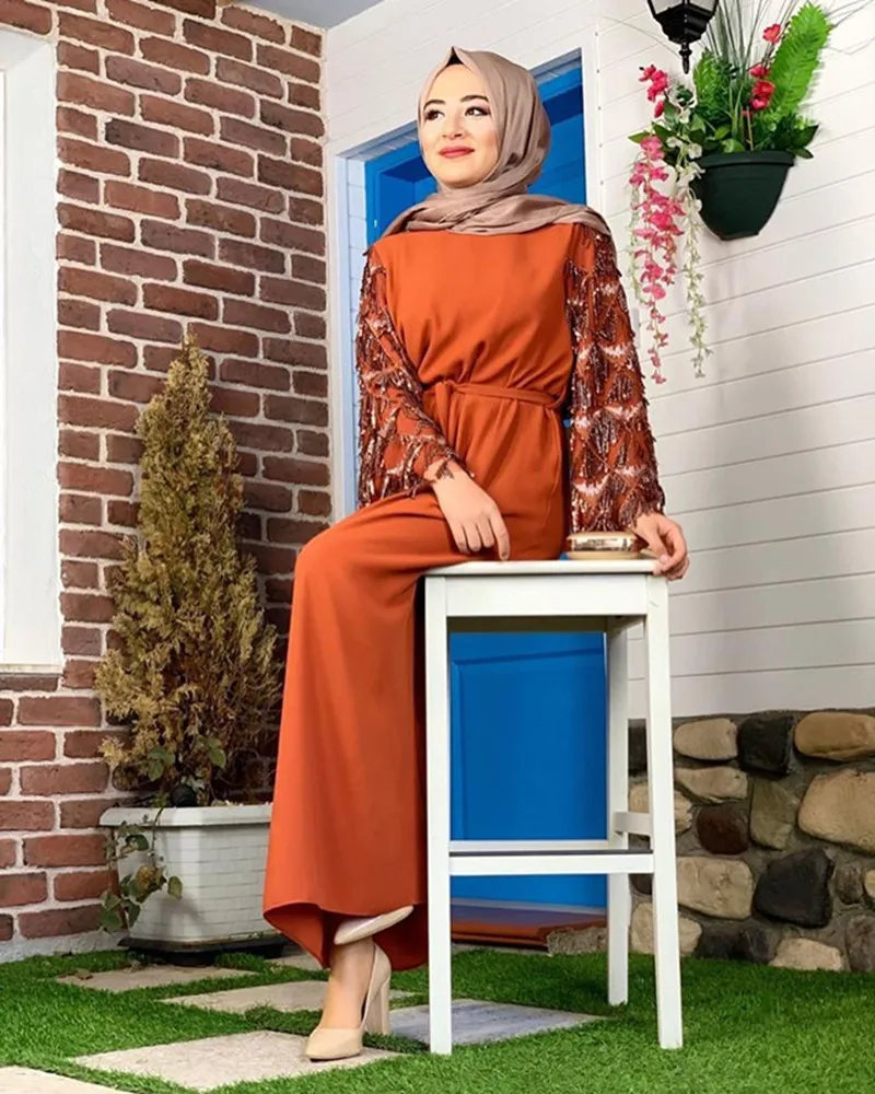 

Sequins Tassel Abaya Dubai Muslim Maxi Dress Abayas For Women Long Robe Gowns Middle East Eid Ramadan Islamic Dresses Clothing