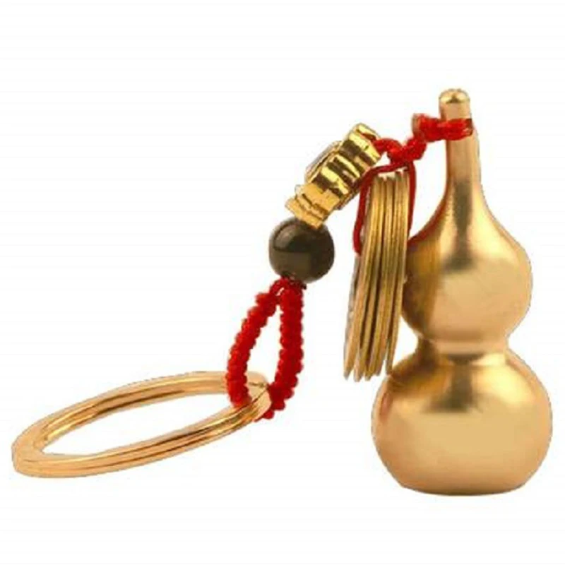 

Vintage Brass Money Bag Keychain Pendant Handmade Rope Coins Car Key Chain