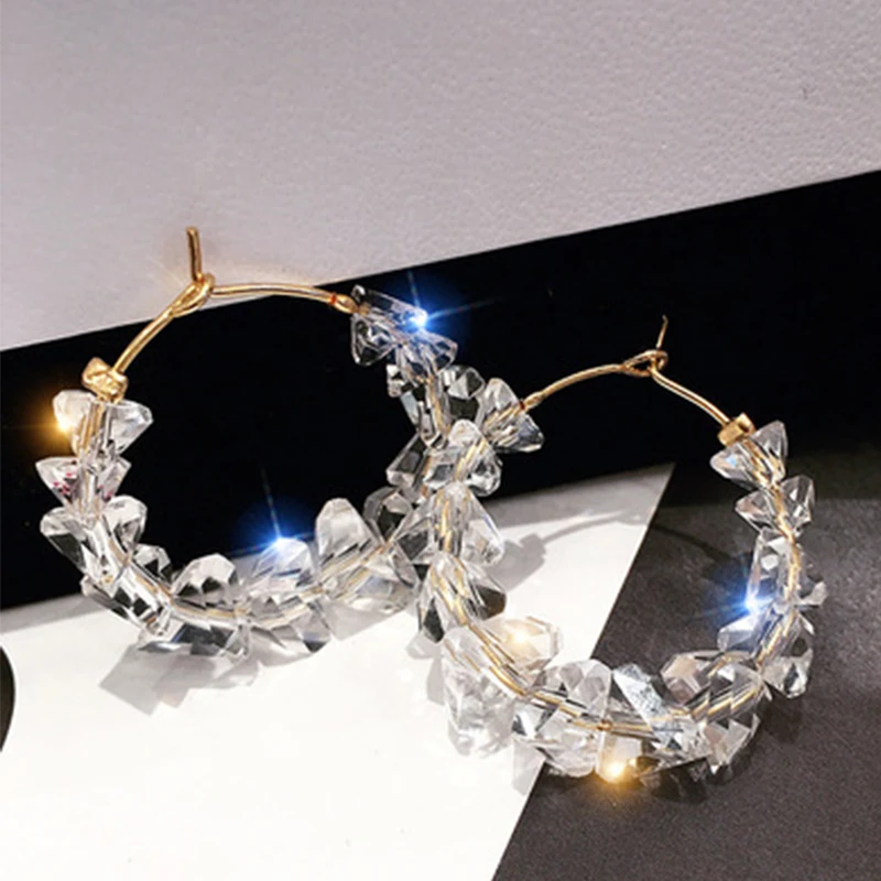 Простой с украшением в виде кристаллов обод кольцо из бисера серьги Медь