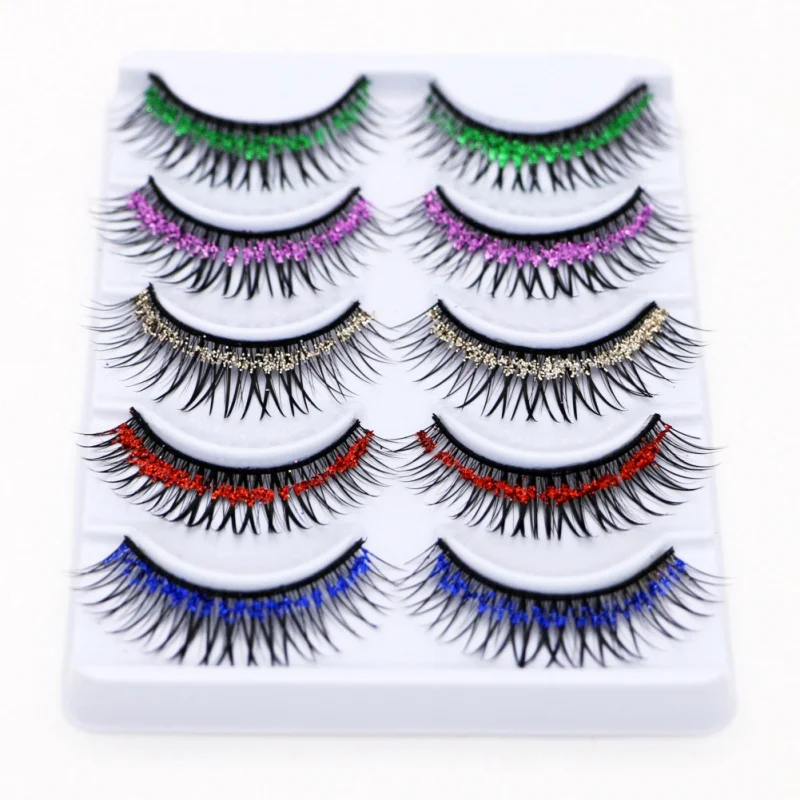 Блеск толстые 5 пар Накладные ресницы Хэллоуин вечерние Макияж для лица коробка