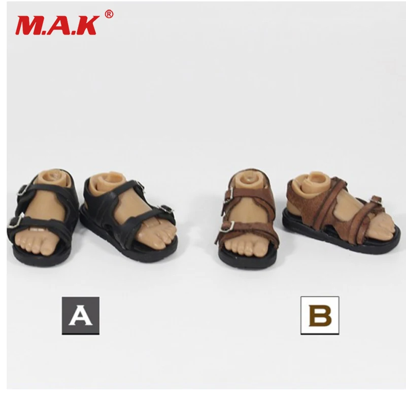 

ZY1015 1/6 Scale Brown/Black Beach Shoes Model Flat shoes Shoes for Male Body in stock