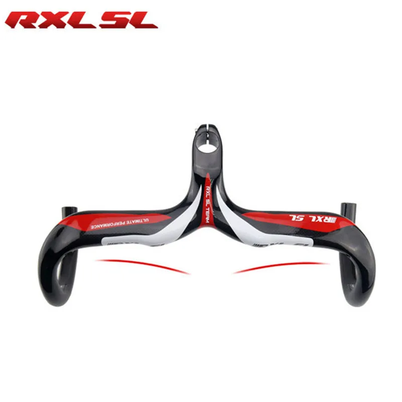 

RXL SL Carbon Road Bike Handlebar 3K Gloss Bicycle Ultralight Integrated Bent Bars 400/420/440mm with Stem 90/100/110/120mm Part