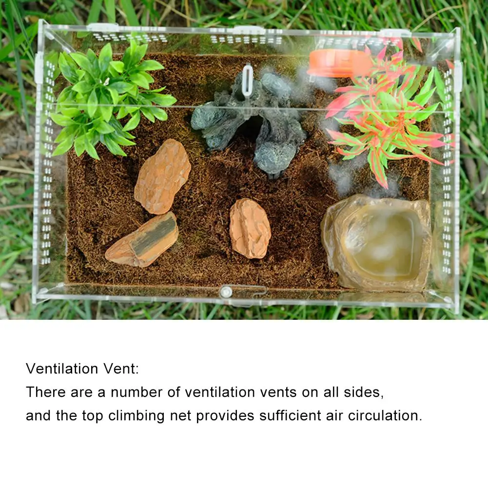 Акриловая коробка для кормления рептилий круглая прозрачная переноска домашних