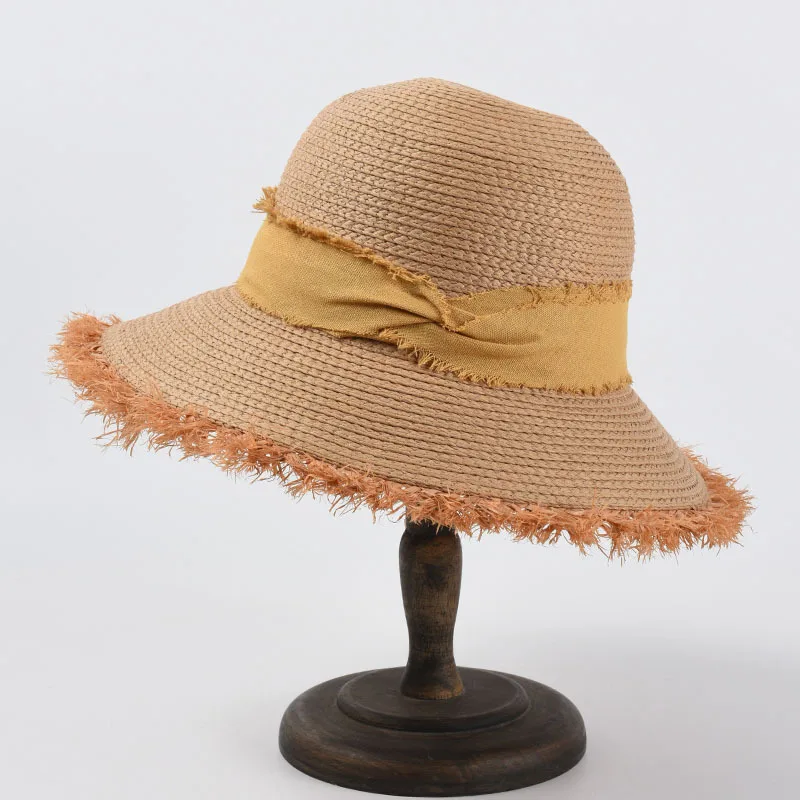 

Female Spring/summer Beach Vacation Is Prevented Bask In Hat Top Lafite Grass Burrs Tassel Straw Hat For Women