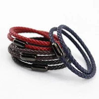 yisheng punk men jewelry blackbrown braided leather bracelet stainless steel magnetic clasp fashion bangles gift 2120cm
