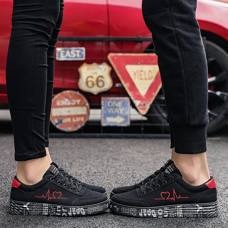 

Couple Flat Shoes Unisex Canvas Men's Vulcanize Shoes Women's Ladies Casual Flats Lace-Up Fashion Sneakers Walking Sport Shoes