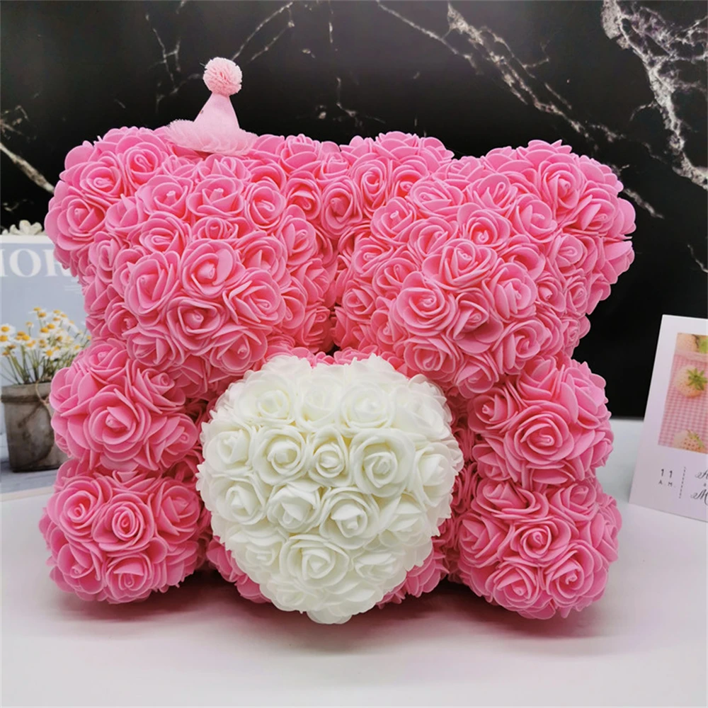 

Большой красный мишка тедди с сердцем, роза, искусственное украшение, рождественские подарки для женщин, подарок на день Святого Валентина