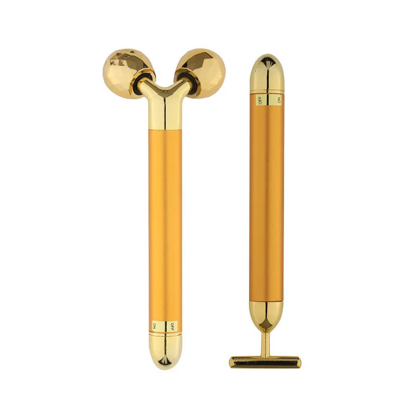 2 шт. энергии с покрытыем цвета чистого 24 каратного золота Красота бар лица ролик