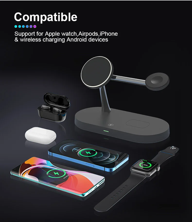 

3 In 1 Magnetic Wireless Charger For IPhone 12 Pro Max/ Mini Chargers For Apple Watch 6 SE Airpods Pro 2 3 Charger Holder