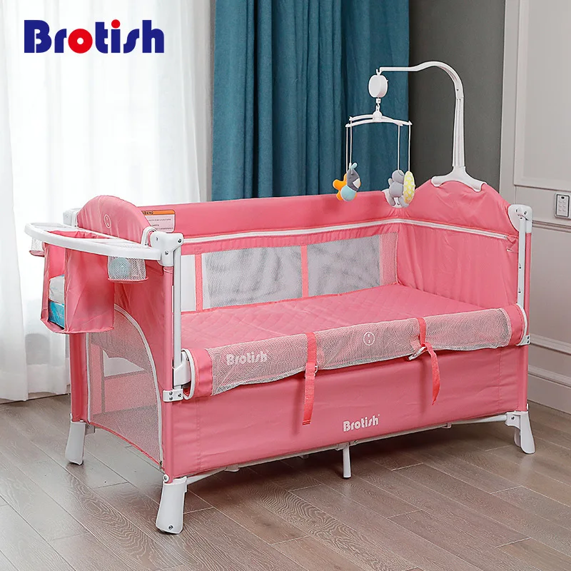 Европейская кроватка Портативная Складная NewbornBaby кровать многофункциональная детская игровая кровать новая детская дорожная кровать Новое поступление Колыбель - Цвет: Pink