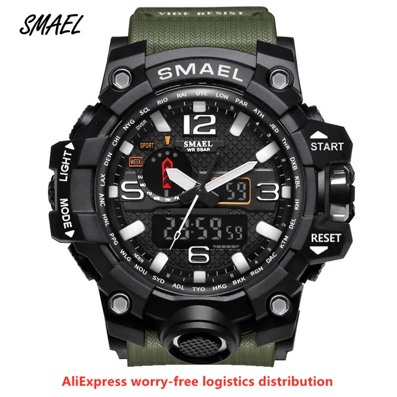 

SMAEL Brand Luxury Military Sports Watches Men Quartz Analog LED Digital Watch Man Waterproof Clock Dual Display Wristwatches