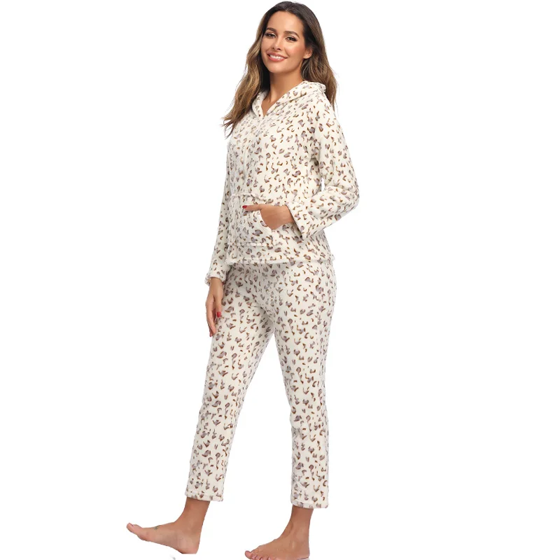 Женские осенние флисовые пижамные комплекты студенческие пижамы одного размера