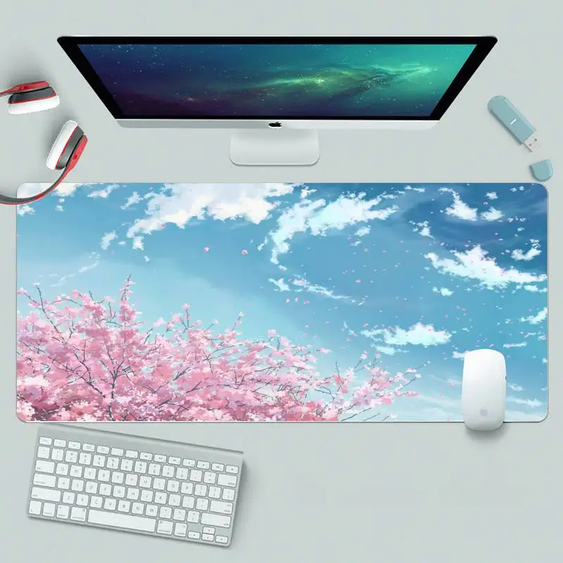 

Коврик для мыши в стиле ins cherry blossom, удобный игровой коврик для мыши XL, большой геймерский коврик для клавиатуры, настольного ПК, коврик для пл...