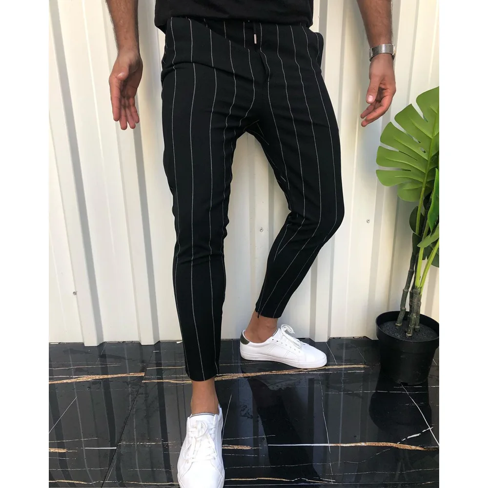 Men's Pants Striped Joggers Trousers Male Casual Summer Social Slim Fit Streetwear Clothing SweatpantsHip Hop Soft Elastic 2020 | Мужская