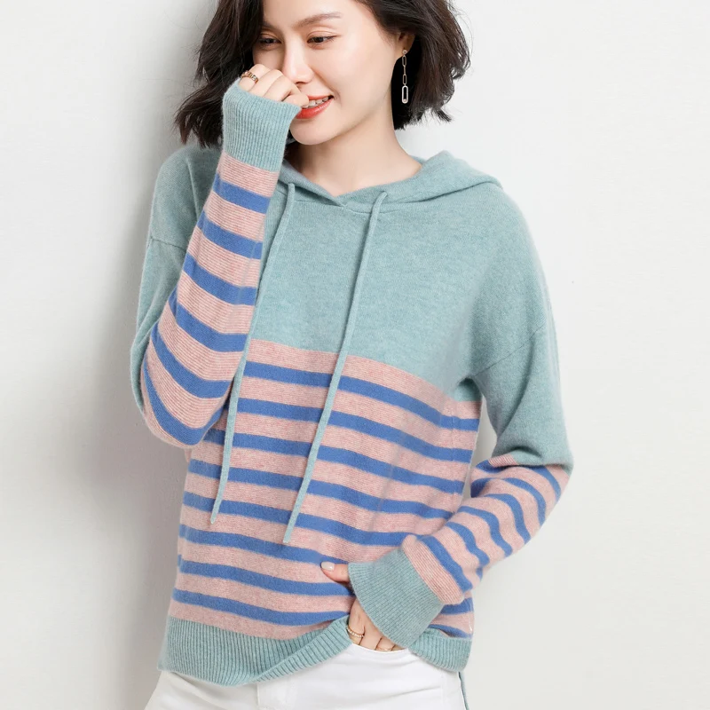 

2020 new 100% wool hooded sweater women's sweater sweater plus size wool bottoming shirt fashionable and soft