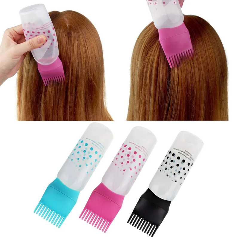 

3 Pcs Hot Hair Color Applicator Bottles,Root Comb Applicator Bottle, Hair Dye Bottle Applicator Brush Dispensing Salon Hair Colo