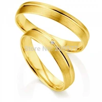 2014 fashion wedding jewelry yellow gold plating layer handmade womens mens titanium wedding couples lovers rings