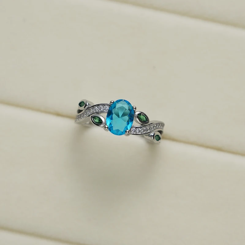 

Fashion in Europe and the charm fashion 925 sterling silver cross ring ms white zircon blue crystal jewelry gifts