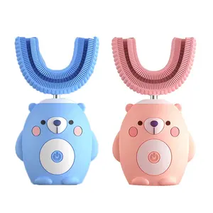 Kids Toothbrush Silicon Automatic Electric Toothbrush 360 Degree U-shaped Little Bear Cartoon Pattern For Children