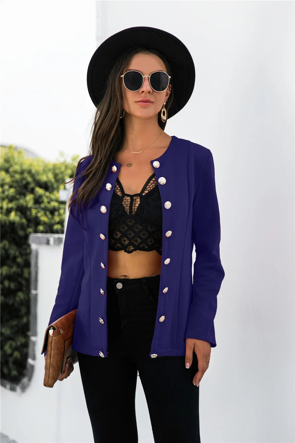 

Jackets Women Spring Autumn Solid Color Coat Single-Breasted O-Neck Long Sleeve Slim Cardigan Top For Women Clothing 2021 Casual