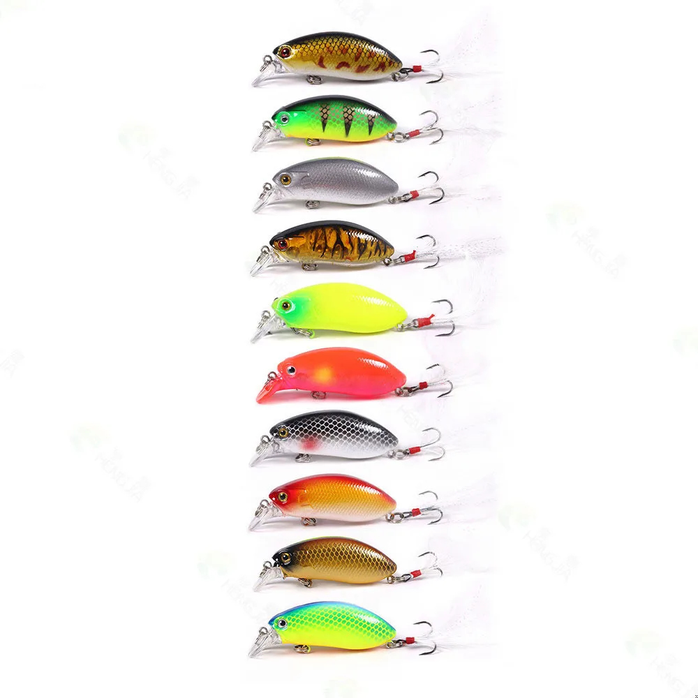 

1pcs Fishing Lure Pesca Hard Fishing Lures 6CM-9G Slow Sinking Minnow Trout Lure Pike Bass Perch With Feather Fishing Tackle