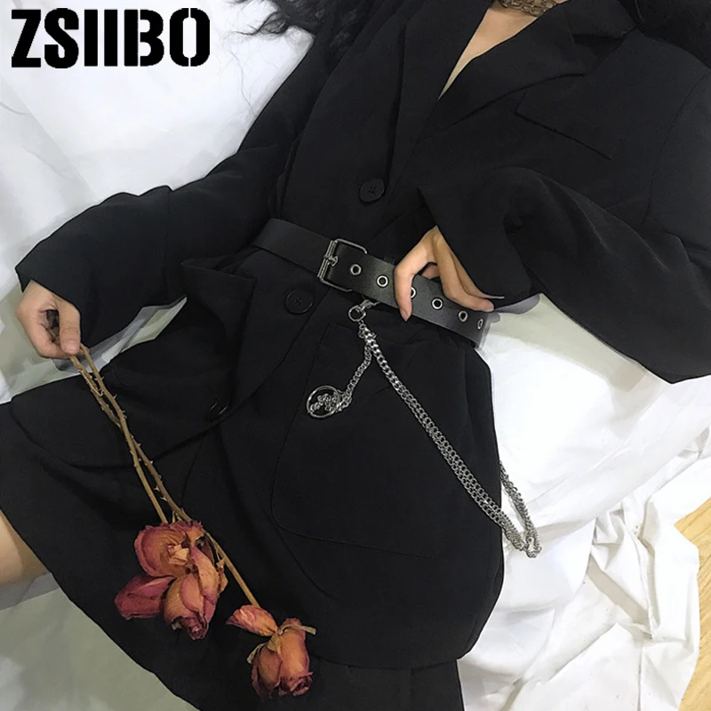 Женский Однобортный блейзер с поясом готический маленький офисный пиджак