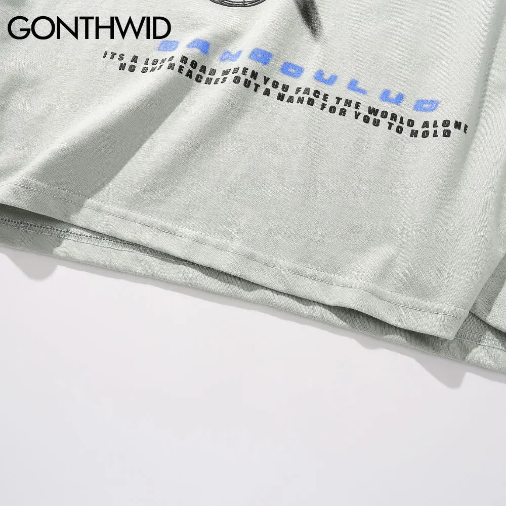 

GONTHWID Tshirts Hip Hop Motion 3D Line Bear Print Streetwear Harajuku Casual Cotton Short Sleeve Tees Fashion Summer Loose Tops