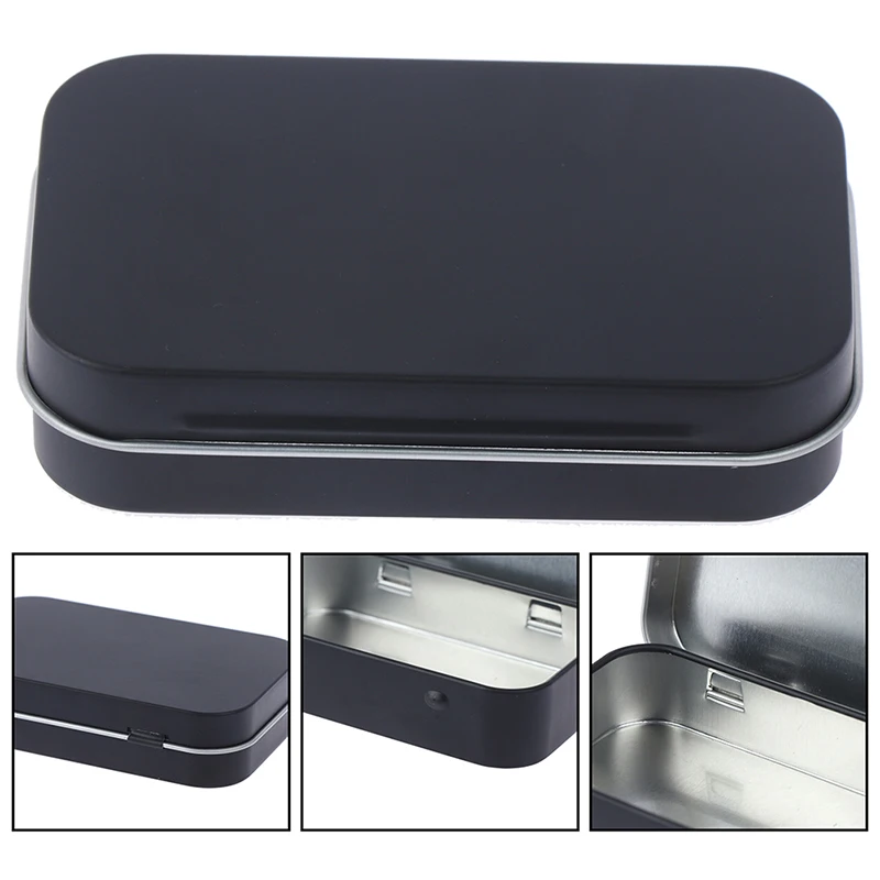 

1PC Cigarette Case Box Black Tobacco Storage Box humidor rolling paper box Jewelry Candy Coin Key Organizer Tin Flip Gift Sealed