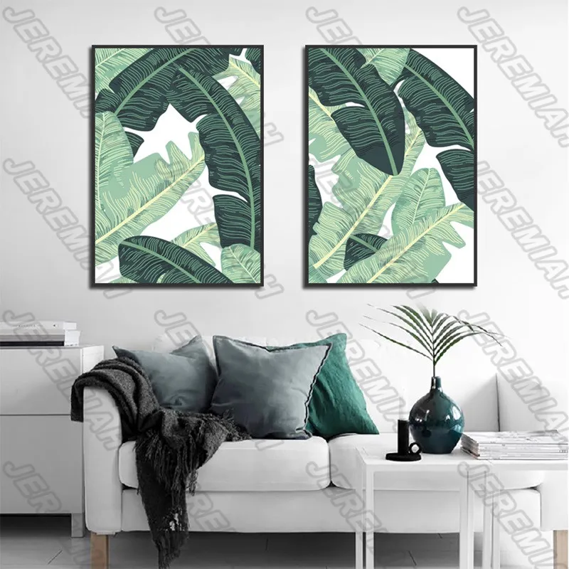Огромный постер с тропическими растениями в скандинавском стиле настенная
