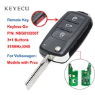 Keyecu Keyless-Go дистанционный ключ 3 + 1 кнопки 315 МГц для Volkswagen 2011 2012 2013 2014 2015 2016 2017 (модели с Prox) NBG010206T