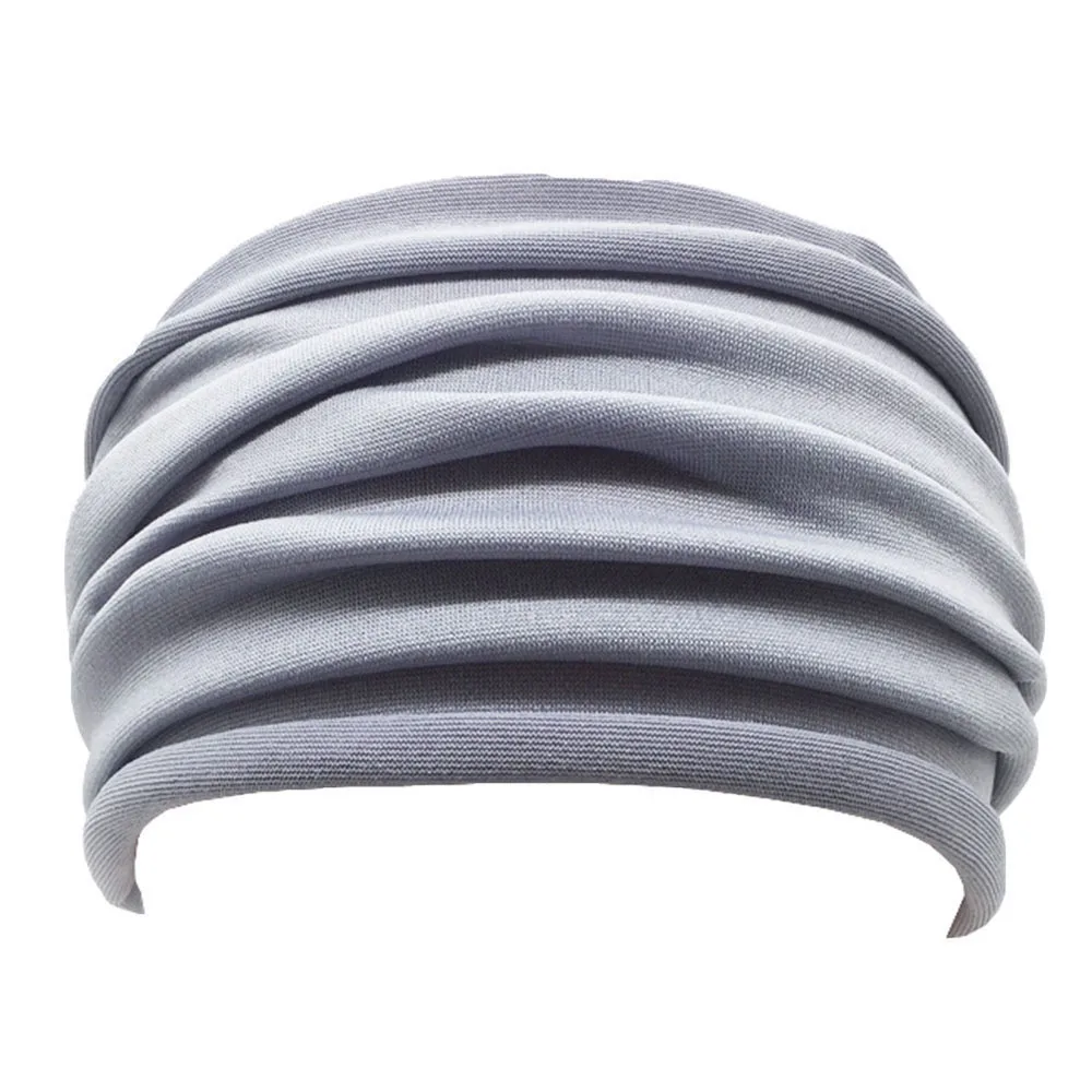 

Women Men NonSlip Sport Sweat Sweatband Solid Color Wide Headband Yoga Gym Elastic Stretch Head Band Hair