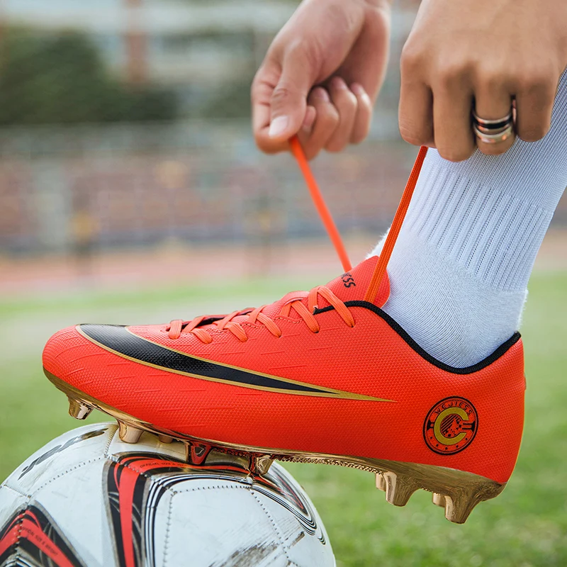 

FG/TF Soccer Shoes Long Spikes High Top Ankle Football Shoes Boots Outdoor for Men Adults Athletic Training Sock Cleats