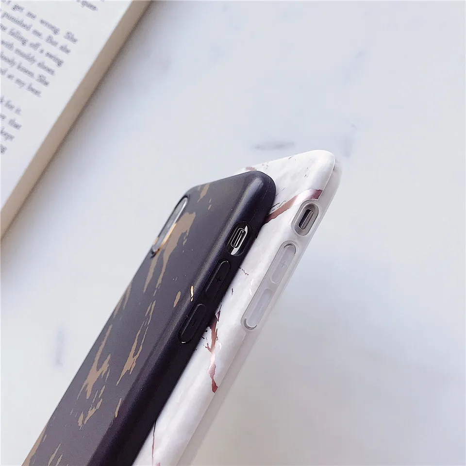 Золотой белый и черный мобильный телефон чехол под мрамор fundas для Apple iPhone XR XS MAX 8 6