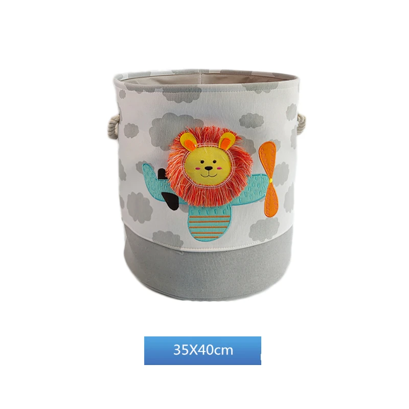 

Baby Toys Storage Box Canvas Basket Cute Cartoon Lion Giraffe Storage Basket For Kids Dirty Clothes Bucket Organizer Laundry Bag