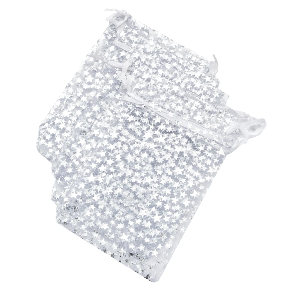 

50Pcs/lot High Quality Fashion Star White Organza Bags Nice Jewelry Packaging Bags Wedding Christmas Gift Pouches Bag 9x12cm