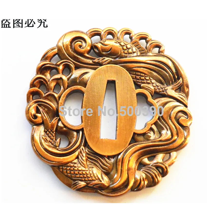 Очень красивый Сплав Tsuba Guard W Fish для японского меча самурайского катаны|Мечи| |