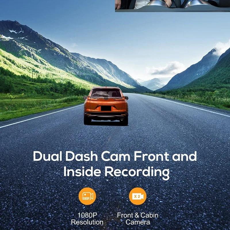 

Dual Dash Cam 1080P Front and 1080P Inside Cabin with IPS Display IR Night Vision G-Sensor Loop Recording Dash Cam