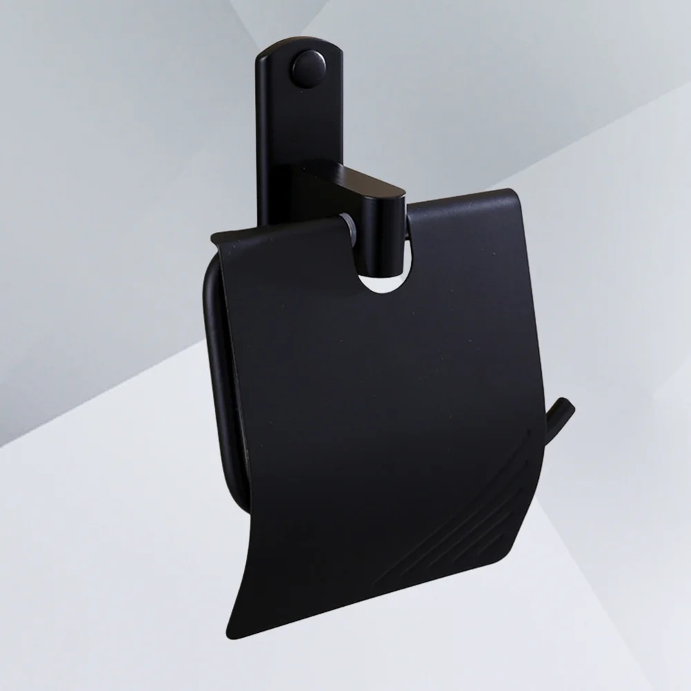 

1 Pc Classic Paper Roll Holder Waterproof Matte Black Wall Mounted Alumimum Bathroom Rust Proof Toilet Tissue Holder