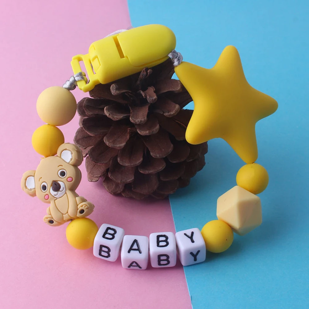 

Koala Star Beads Silicone Teether Bracelet Teething Soother Pacifier Clip Chain