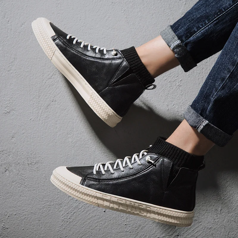 

Hightop/черные модные мужские коричневые повседневные лоферы; Кроссовки; Обувь; Повседневная кожаная обувь для отдыха; Высокие ботинки; Спорти...
