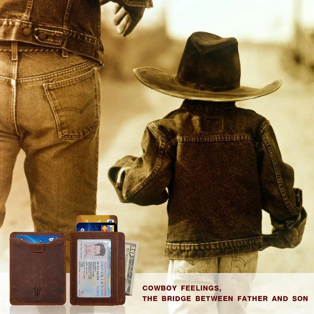 Маленький держатель для кредитных карт мужчин из натуральной кожи id card clip