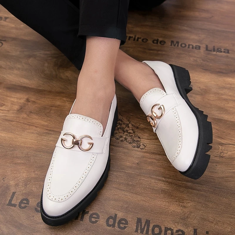 2021 summer new style personality Korean fashion men's casual leather shoes peas leather shoes leather shoes